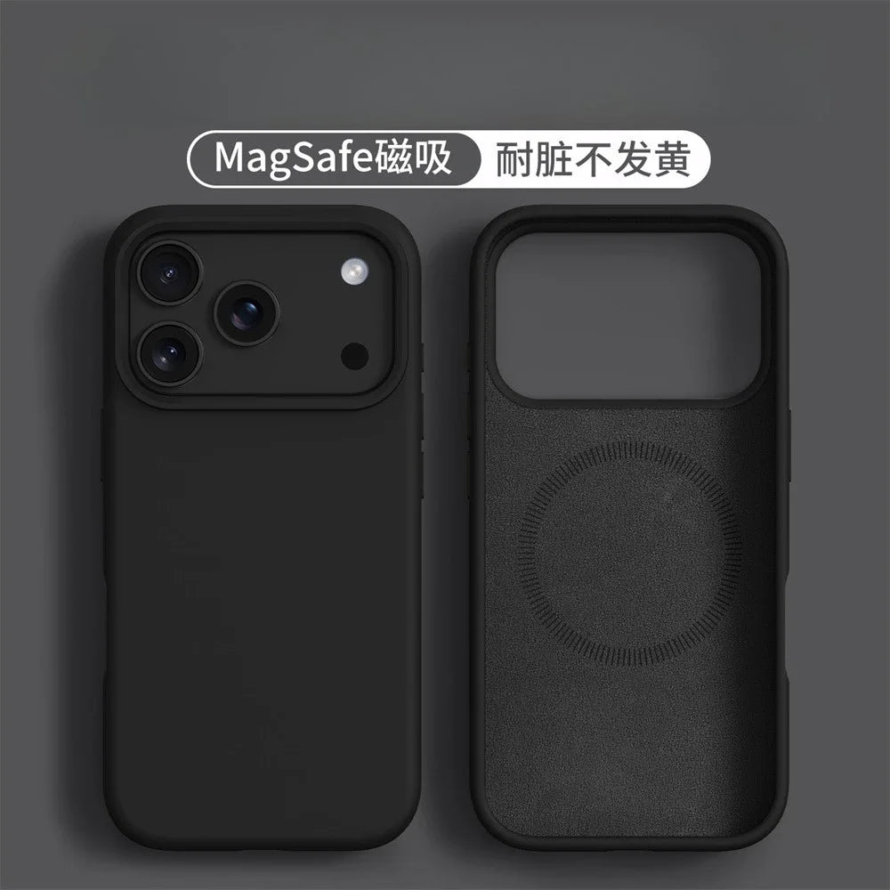 Liquid Silicone Magnetic for MagSafe Phone Case for IPhone17ProMax 16 15 14 13 17Air Solid Color Skin Protection Soft Back Cover
