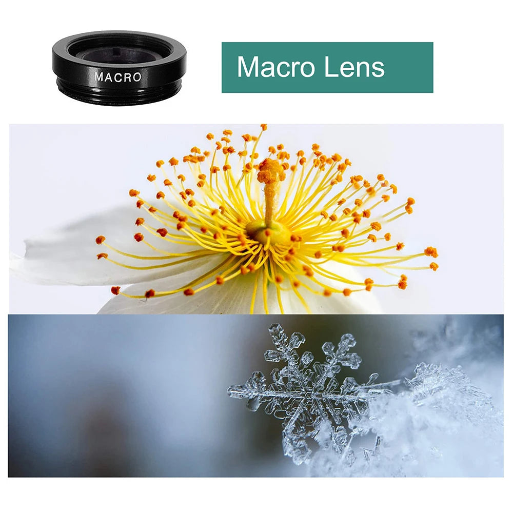 3 in 1 Lens Magnifying Glass 0.67X Wide Angle Fisheye Phone Lens Micro Camera Len Universal Kit With Phone Clip For Smartphones