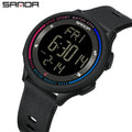 SANDA Men's Watch Multiple Functions Outdoor Sports Stopwatch Waterproof Digital Movement LED Men Wrist Electronic Alarm Watches