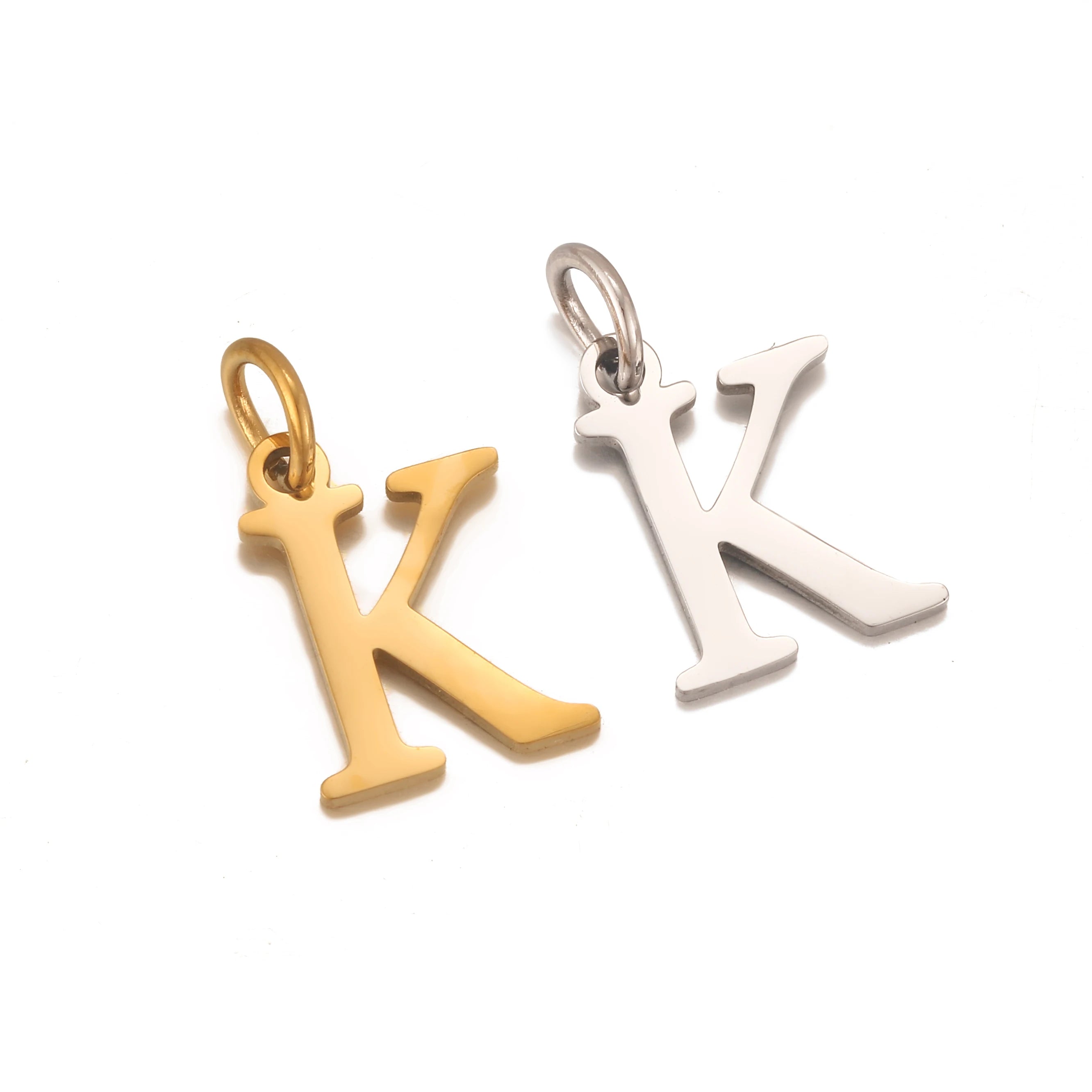 5Pcs Stainless Steel Initial Alphabet Charms Fadeless English Letter Pendant DIY Necklace Bracelet Gift Jewelry Making Supplies