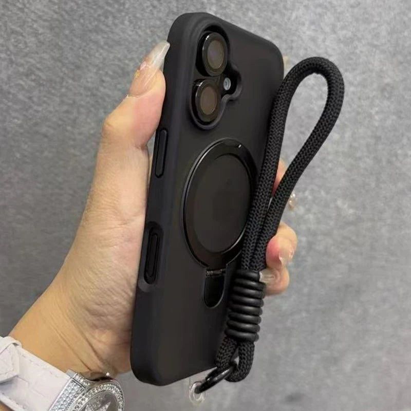 for Magsafe Candy Color Contrast Lanyard Case for iPhone 17 16 15 14 13 12 11 Pro Max Air With Magnetic Stand Holder Cases Cover