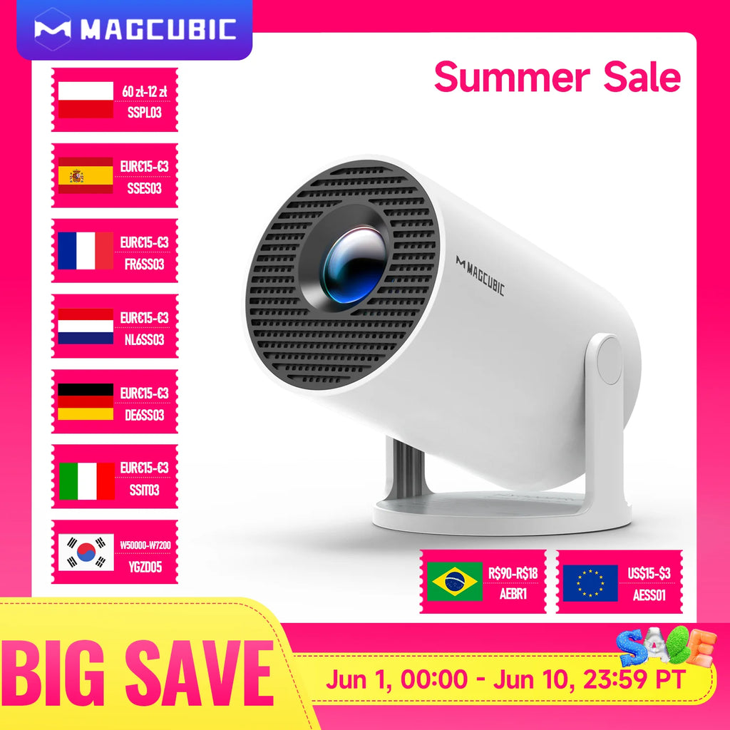 Magcubic Projector HY300 Pro 8K Android 14 Dual Wifi6 290ANSI Allwinner H726 BT5.4 1080P 1280*720P Home Cinema Outdoor Projetor