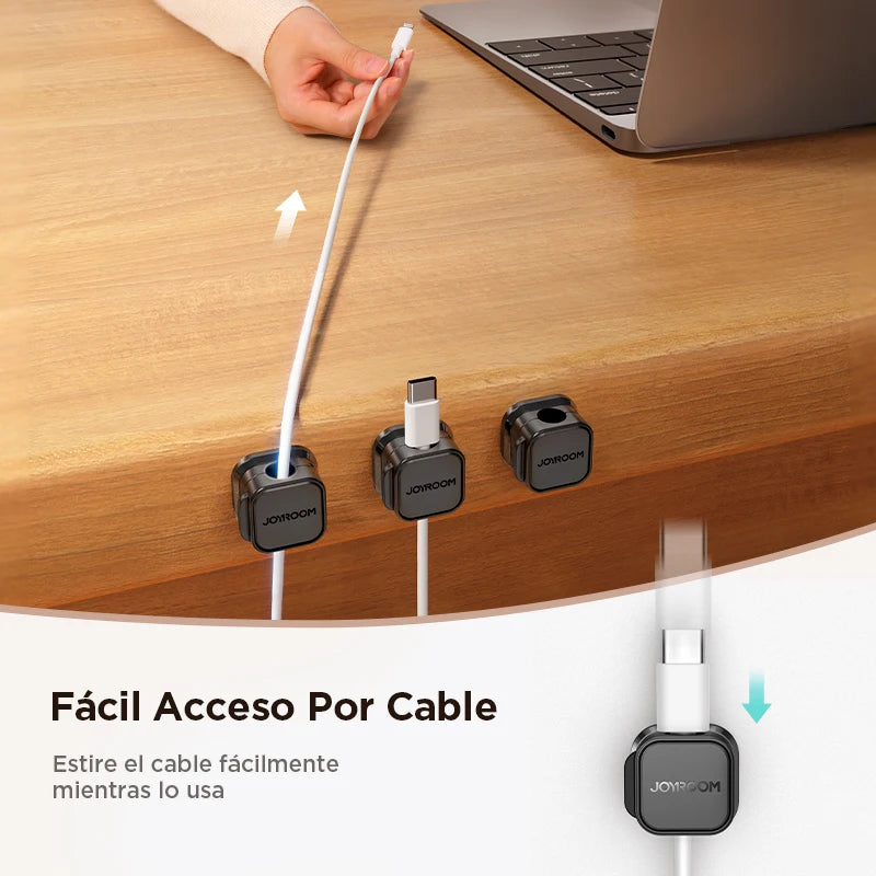 Joyroom Magnetic Cable Clips Cable Smooth Adjustable Cord Holder Cable Management Wire Keeper Under Desk Cable Organizer Holder