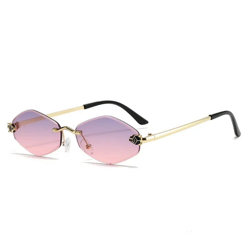 New Rimless Cut Edge Sunglasses Woman Diamond Personalized Sunglasses UV Protection Small Frame Vintage Metal Shades Eyewear