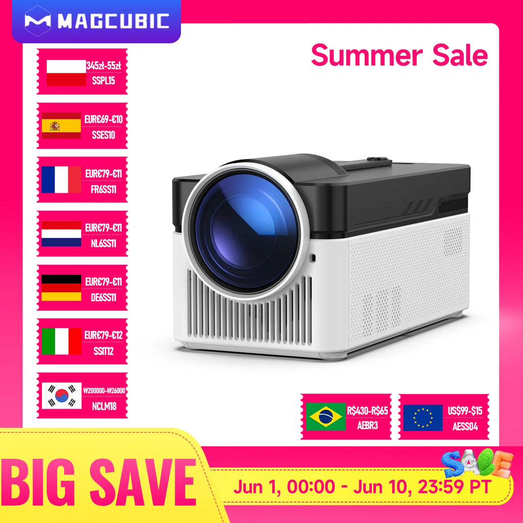Magcubic HY450 Projector With Ultra Short Throw Auto Offset 1080P 8K Electronic Focus 900 ANSI Air Mouse Voice Assistant H726