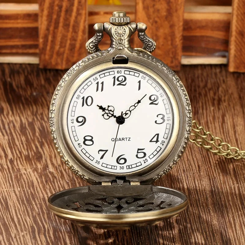 Bronze Octopus Pocket Watch Retro Unique Pattern Quartz Chain Chronograph Gift For Men Boys
