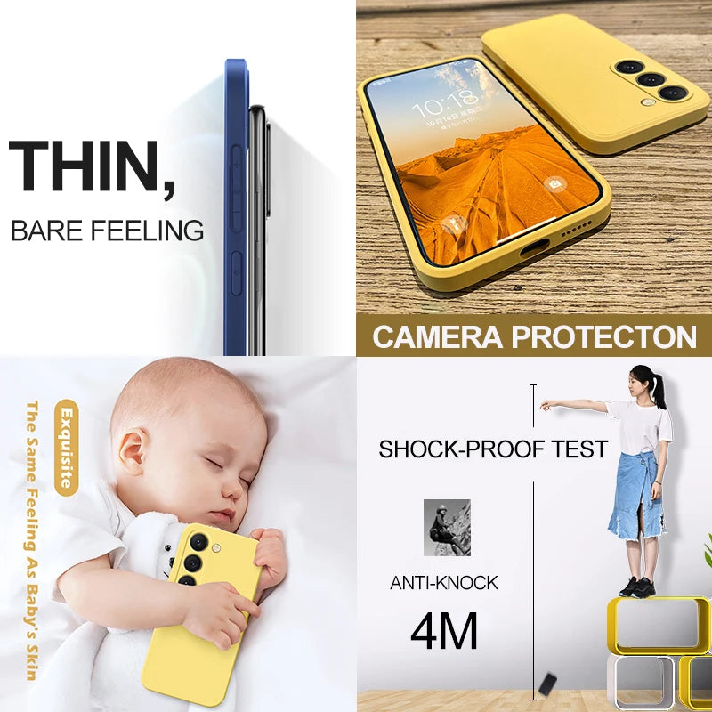 S26 S25 Ultra Case Square Liquid Silicone Phone Case For Samsung Galaxy S26 S25 S24 S23 S22 Ultra Plus S26Ultra Cases Soft Cover