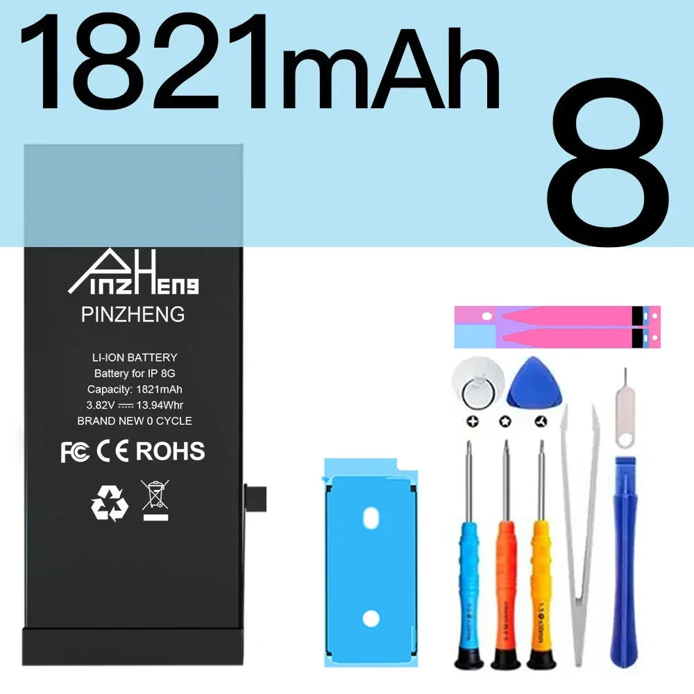 PINZHENG Real High Capacity Battery For iPhone 5S SE 6 6S 7 8 Plus X Xr Xs Max Phone Replacement Bateria Warranty One Year