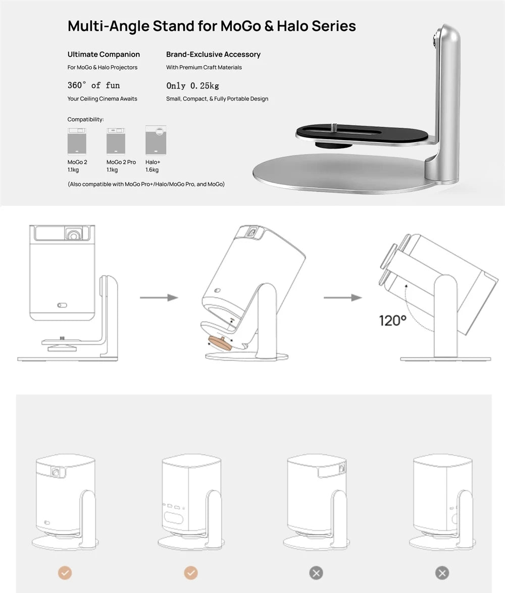 Multi-Angle Projector Stand Adjustable 120° Tilt Ceiling Bracket Wall Mount Desktop for XGIMI Xiaomi Youth Edition Projector