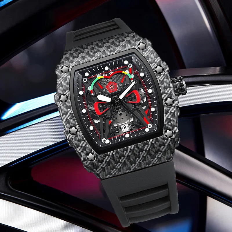 UTHAI CQ232 New Concept New Watch Men's Trendy Waterproof Glow Men's Watch Personalized Watch Silicone Wine Barrel Quartz Watch