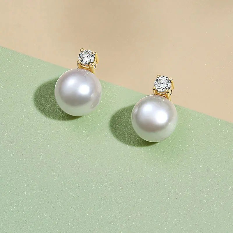 Senlissi-New Fashion 6A Lofty 8-12mm Freshwater Pearl Stud 18k Earrings for Women S925 Sterling Silver Jewelry Girlfriend Gifts