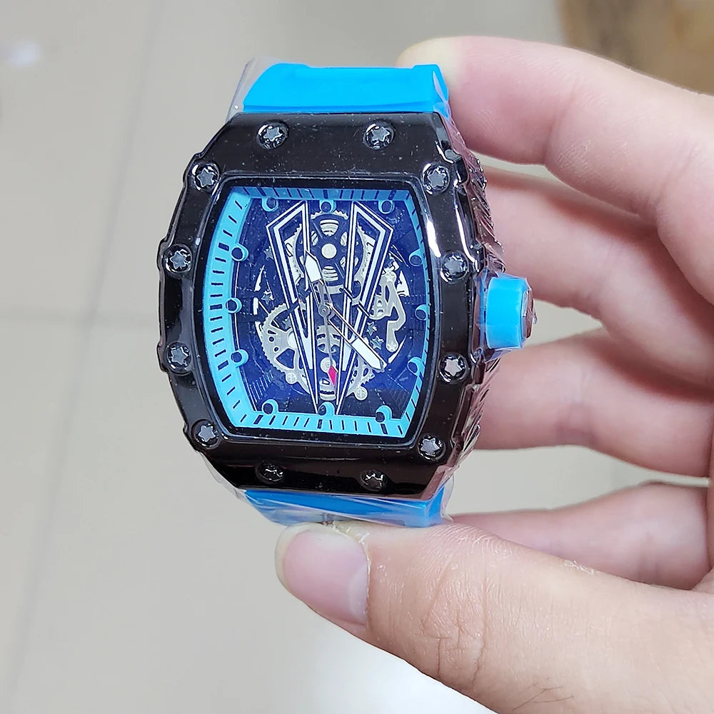 Luxury Quartz Men’s Wristwatch Male Watch for Man Watches Non-Mechanical Trend Automatic Calendar Hollow Dial Waterproof Clock