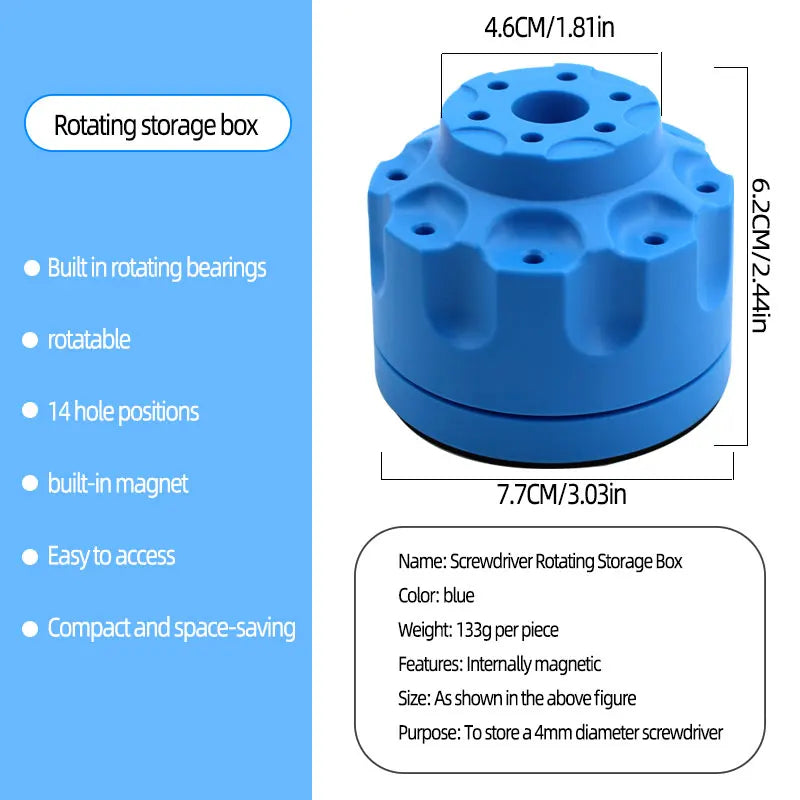 360 ° Rotating Multi functional Maintenance Tool Storage Rack with Multi hole Slot Classification Storage Box Belt with Magnet
