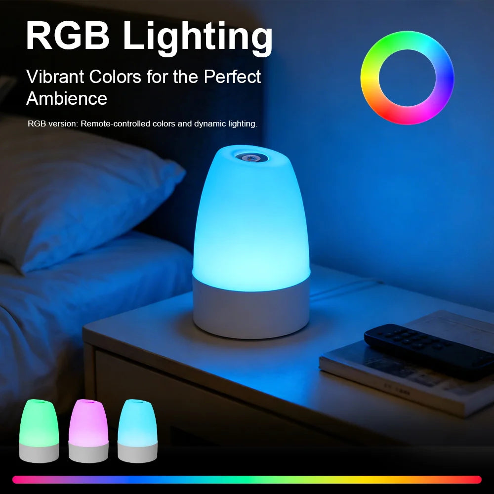 2026 New USB Rechargeable LED Night Light Touch Dimmable RGB 3-Color Eye-Caring Desk Lamp Bedroom Bedside Baby Room Best Seller