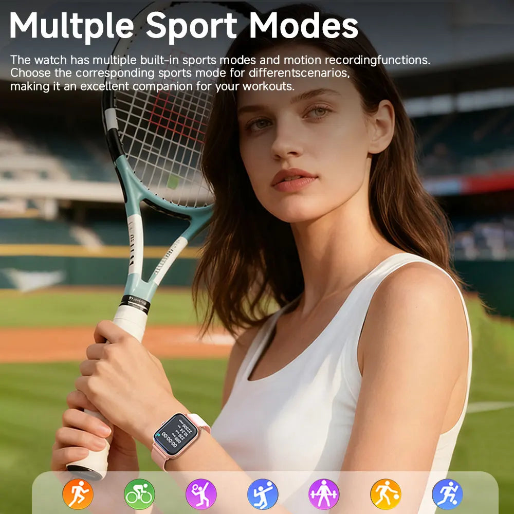 New 1.83''Screen Smartwatch Wireless Call Message Reminder Multiple Sports Modes Remote Camera Perfect Holiday Gift Men Women