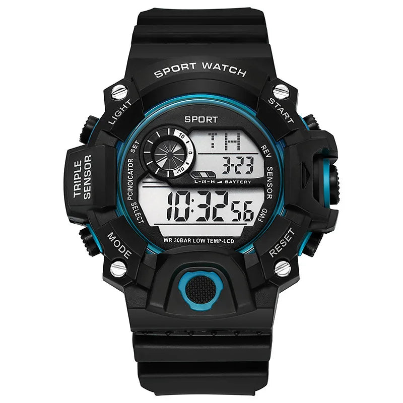 YIKAZE Y73 Men's Watch Digital Sports Electronic Wristwatch Large Dial Multifunctional Waterproof Luminous Alarm Male's Bracelet
