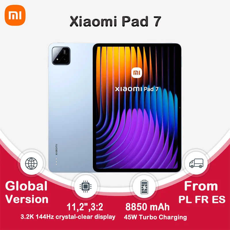 Xiaomi Pad 7 Global Version 11.2 ''Xiaomi HyperAI 144Hz 3.2K Display Snapdragon 7 + Gen 3 Octa core processor 8850mAh