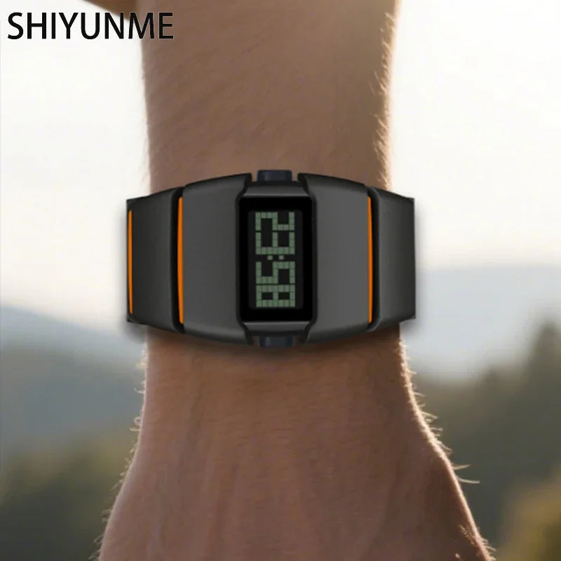 SHIYUNME Fashion Men's LED Electronic Watch Plastic Material Creative Design Unique Watch Man Casual Sports Waterproof Watch