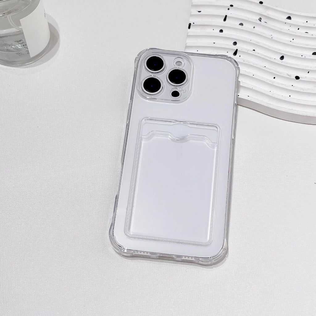 Clear Shockproof ID ATM Card Slot Protection Cover For iPhone  16 15 14 13 12 11 Pro Xs Max Mini 16e X XR Silicone Phone Case