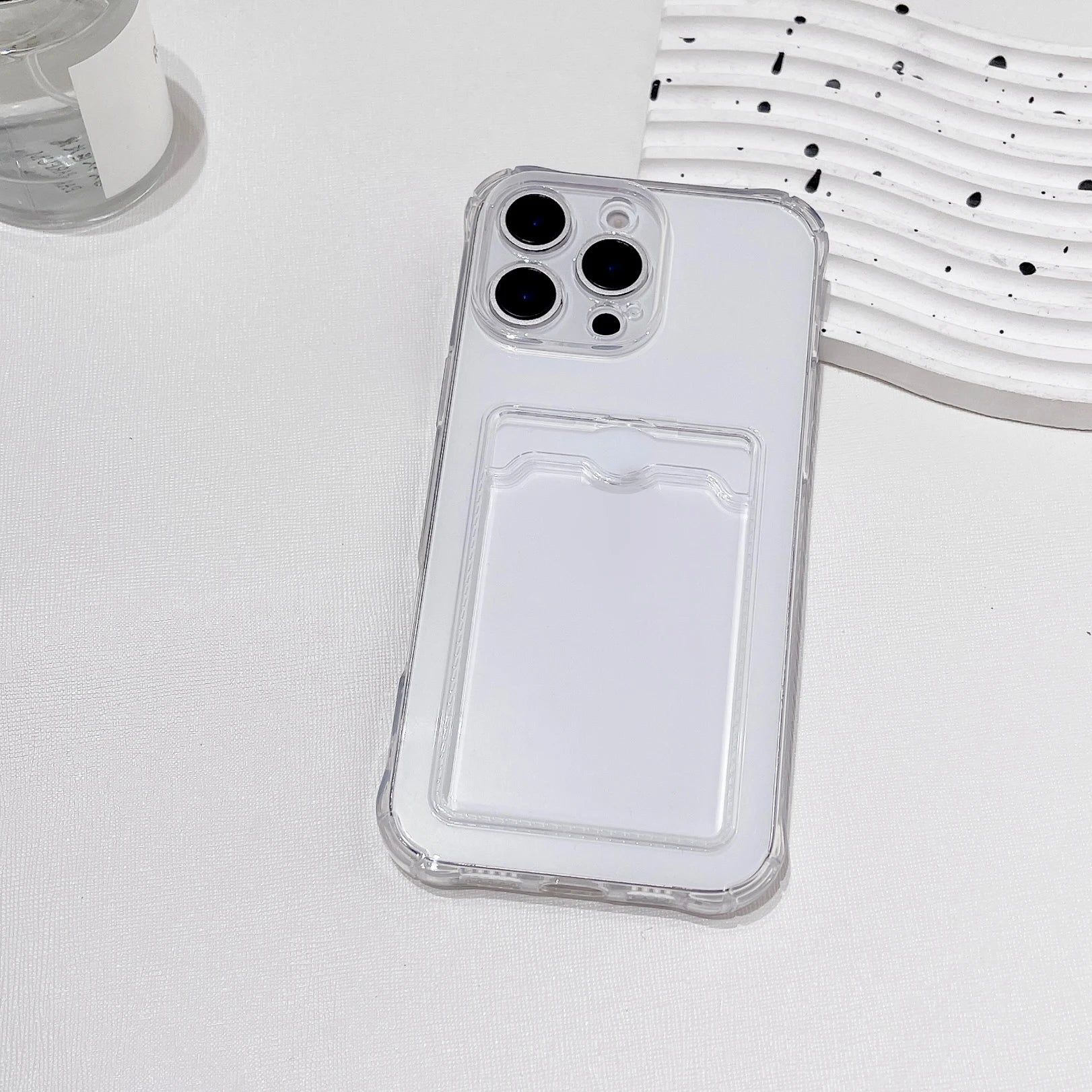 Clear Shockproof ID ATM Card Slot Protection Cover For iPhone  16 15 14 13 12 11 Pro Xs Max Mini 16e X XR Silicone Phone Case