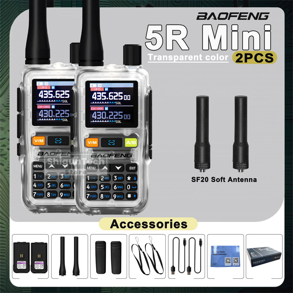 Baofeng UV 5R Mini Walkie Talkie Air Band UHF/VHF Dual Watch Dual PTT Bluetooth Programming Type-C Camping Ham Radio Upgrade 5R
