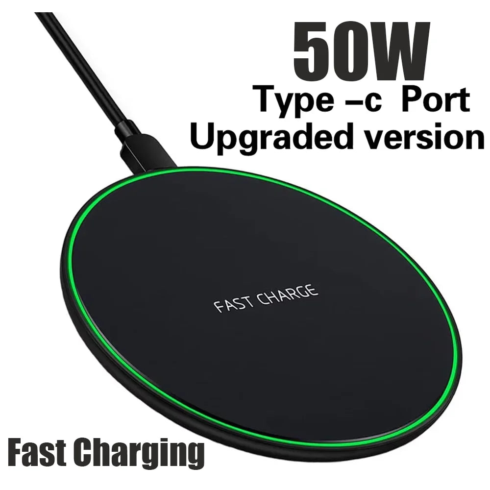 50W Wireless Charger For iPhone 14 15 16 17 Pro Xs Max Mini X Xr Induction Fast Charging Pad For Samsung S25 S26 s8 s9 s10 Note