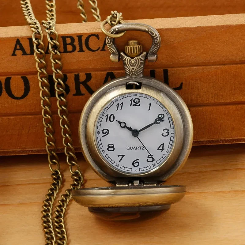Exquisite Vintage Motorbike Pocket Watch Creative Clock With Necklace Chain Retro Bronze Cowboy Masculino Relogio Best Gift