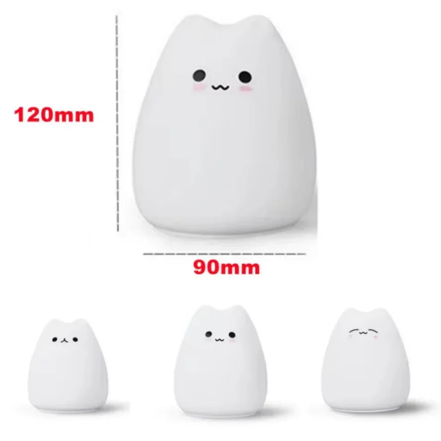 LED Nigh tlight 7 Colors Soft Cute Cat Night Light Kitty Lamp Birthday Gift Kids Baby Toddler Teen Silicone Kawaii Nursery
