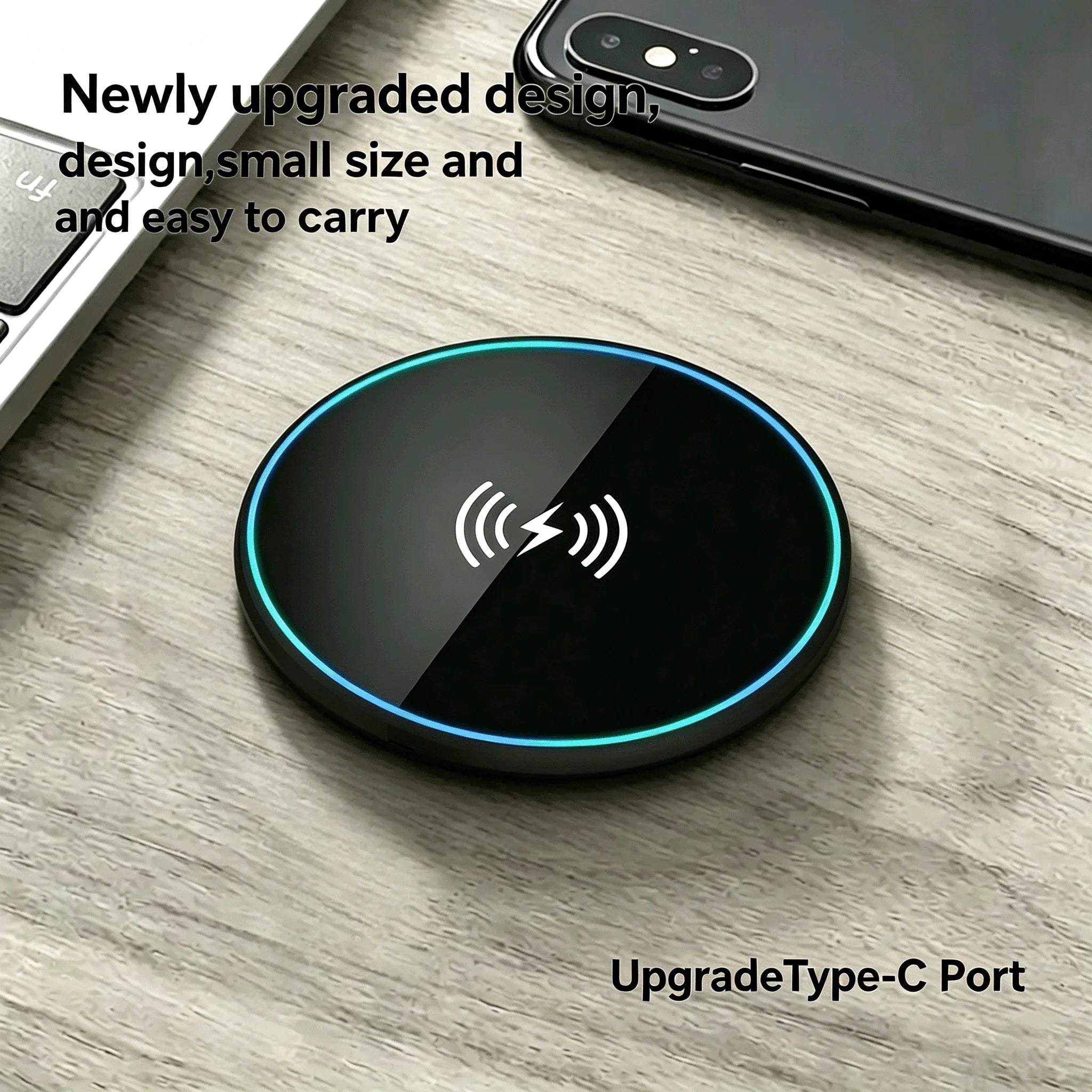Portable Fast Wireless Charger Pad, Induction Charging Dock Compatible with iPhone, Samsung & AirPods