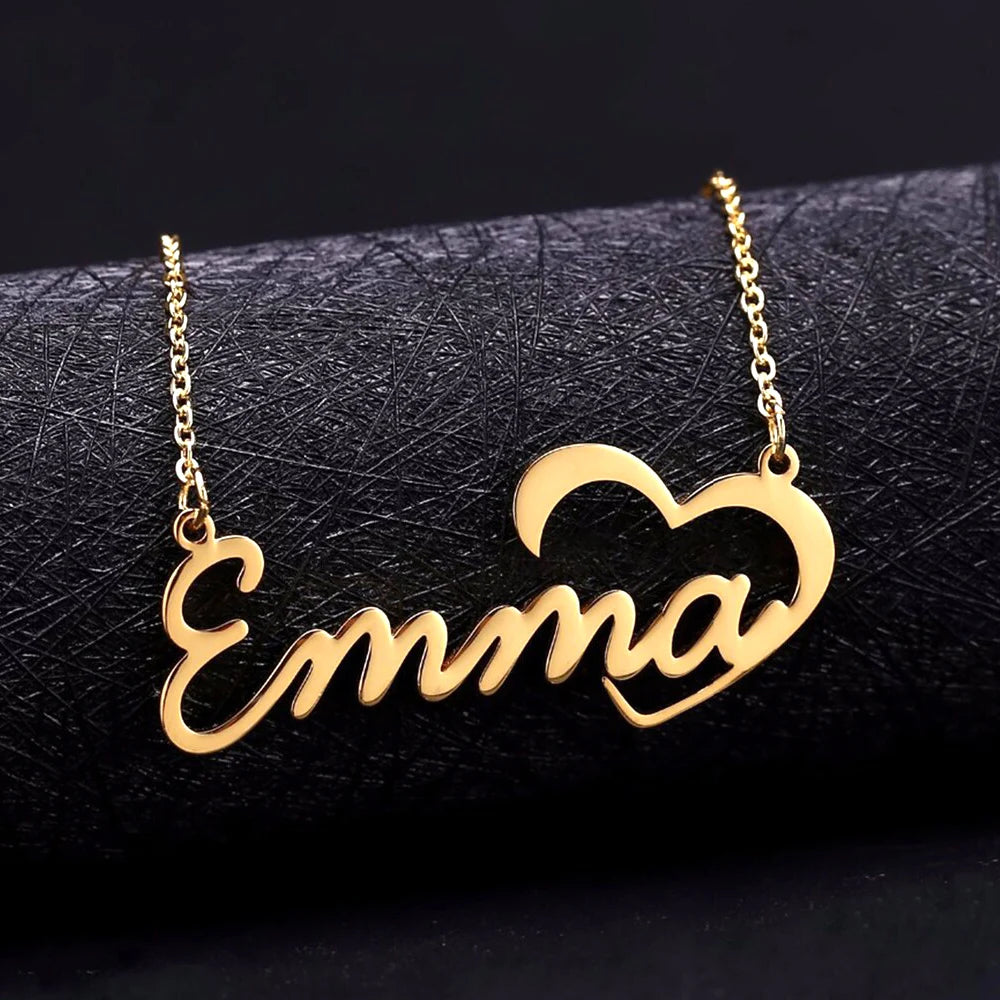 Personalized customized name necklace, multi style stainless steel women's minimalist jewelry pendant, Valentine's Day gift