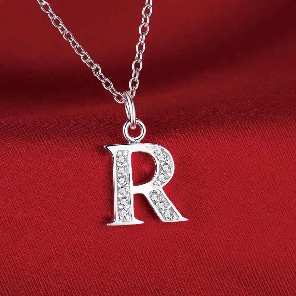 925 Sterling Silver 26 Letters Necklace Pendant for Women Wedding Engagement Jewelry Fashion Classics Gift Party High quality