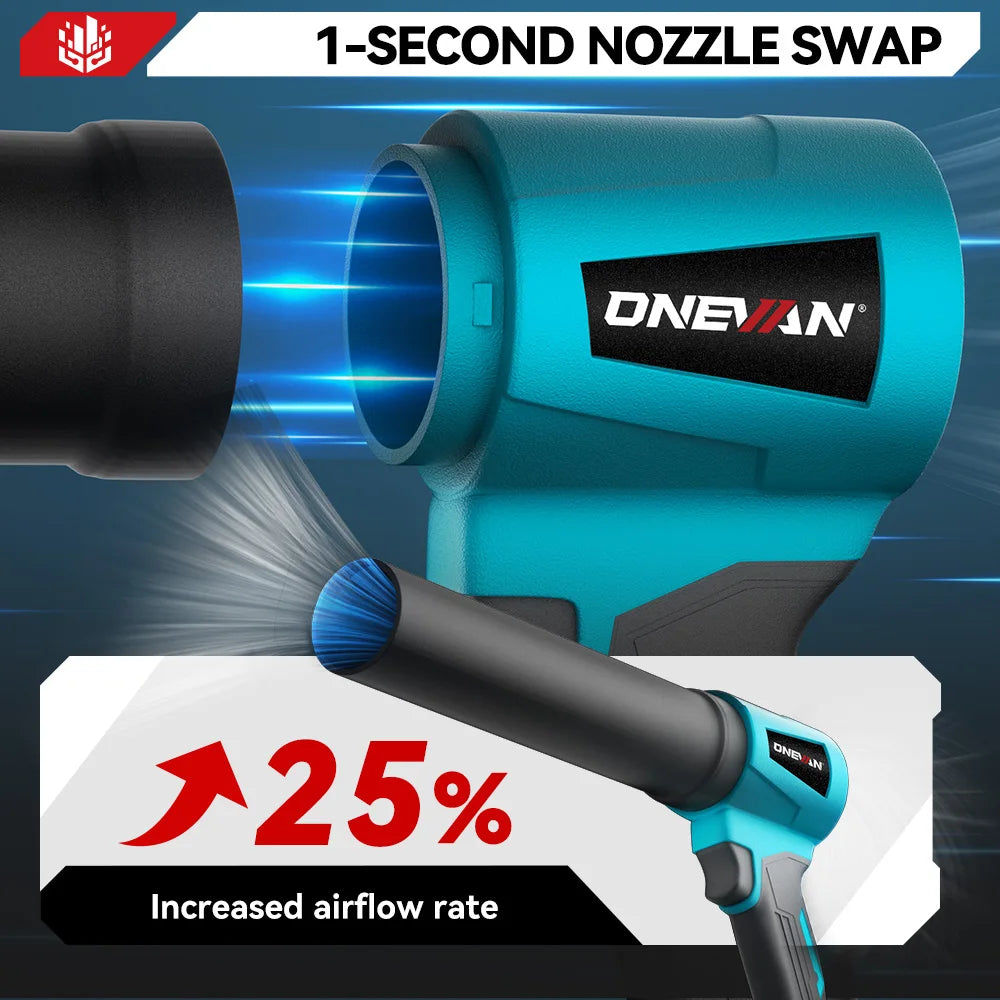 ONEVAN 4000W Brushless Electric Turbo Blower Jet Fan 400M/S 300000RPM Handheld Leaf Dust Blowing Tool For Makita 18V Battery Pin