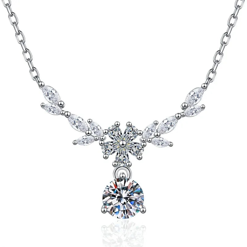 Luxury 925 Sterling Silver Necklace Pendant Leaves for Women Wedding Engagement Jewelry Fashion 5A Zircon Classics Gift Party