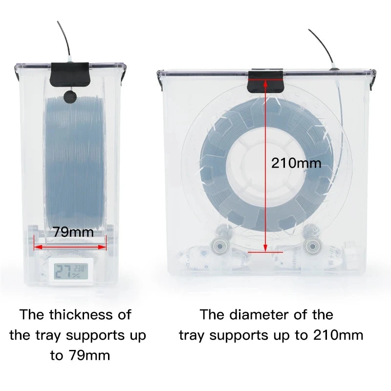 3D Printer Filament Dryer Box Airtight Moisture-Proof Storage with Real-Time Monitoring Tool Parts Holder for 3D Printing
