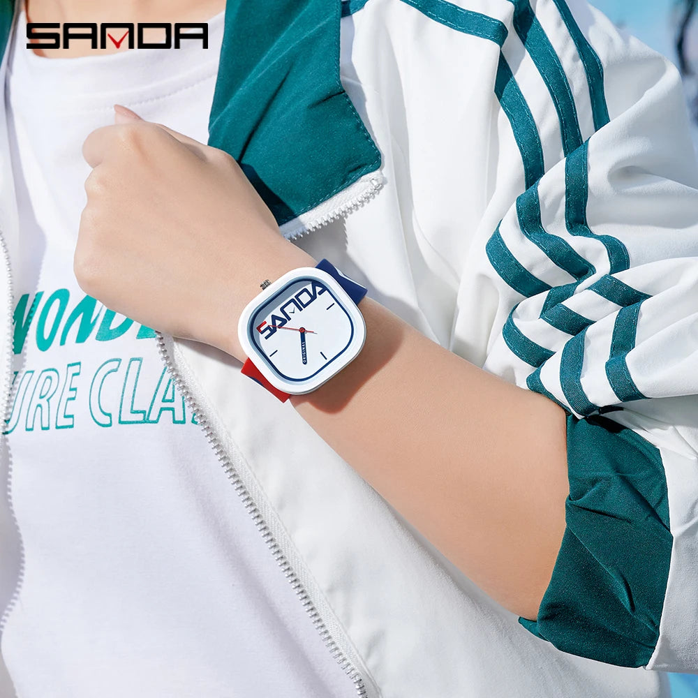 SANDA Hot Brand Fashion Sports Men's Quartz Watch Luxury Casual Waterproof Silicone Strap Men Clock Simple Design Men Wristwatch