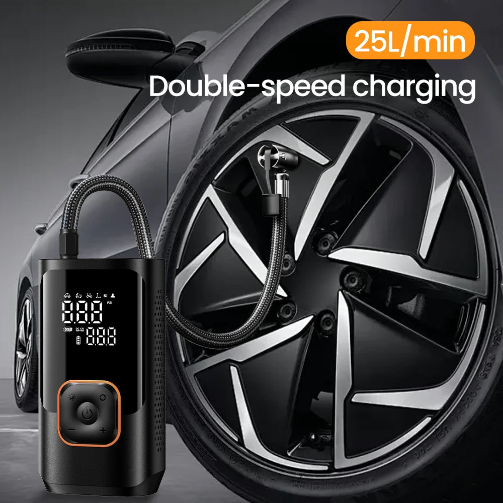 YIJU Portable Tire Inflator Rechargeable Electric Inflator For Car Bicycle Digital Air Compressor Football Ball Inflator Pump
