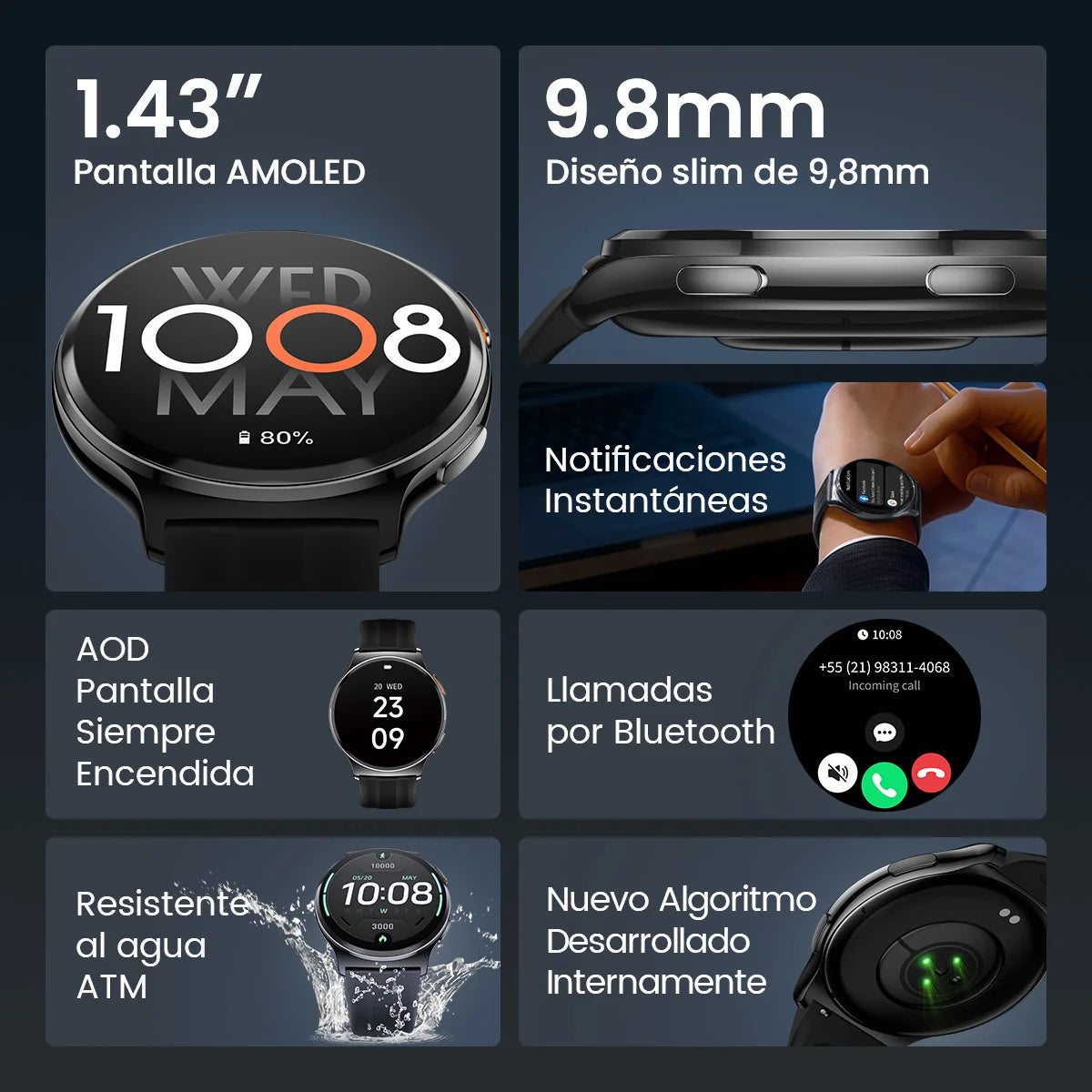 HAYLOU Solar Lite 2 Smartwatch 1.43'' AMOLED Display 24h Health Monitoring 150+ Sports Modes Voice Calling Smart Watch 1ATM