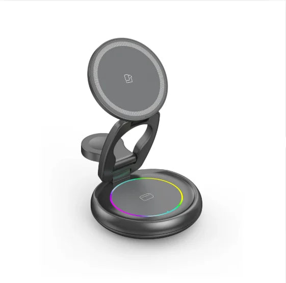 3 In 1 Magnetic Wireless Charger Fast Charging Station 360° Rotation Foldable Phone stand for iPhone 12-16 Pro Max Watch Airpods
