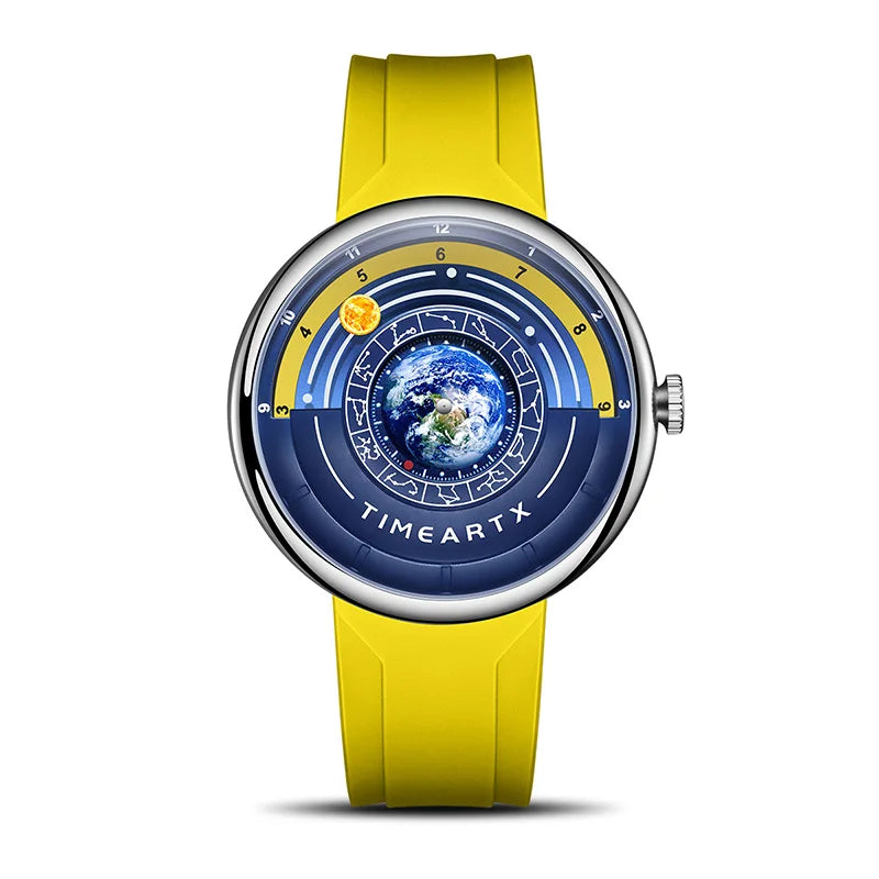 TIMEARTX 2026 New Men's Sports Watch Unique Earth Pointer Design Silicone Strap Waterproof High Quality Watch