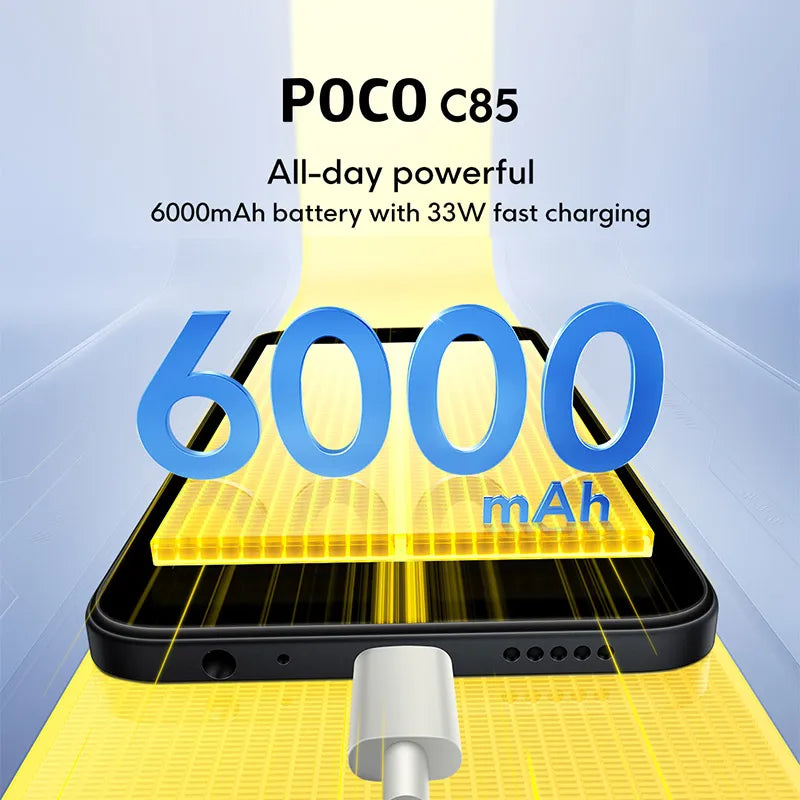 Newest POCO C85 Global Version Cellphone NFC 128/256GB MTK Helio G81 Ultra 6000mAh battery 6.9" display 50MP Camera
