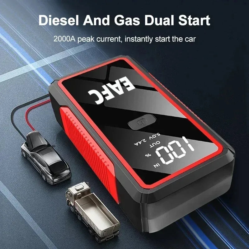 EAFC 2000A / 600A Car Jump Starter Portable Power Bank  Car Battery Booster 12V Auxiliary Starting Device for Diesel Gasoline