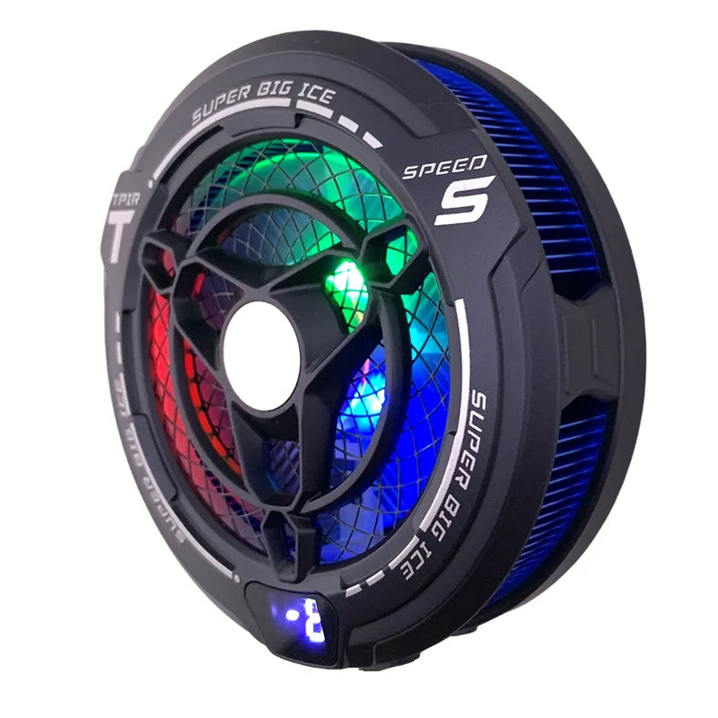FS12 45W Semiconductor Tablet Cooler Large Area Powerful Cooling Magnetic RGB Phone Cooler for Pad/Gaming Phones with Lights