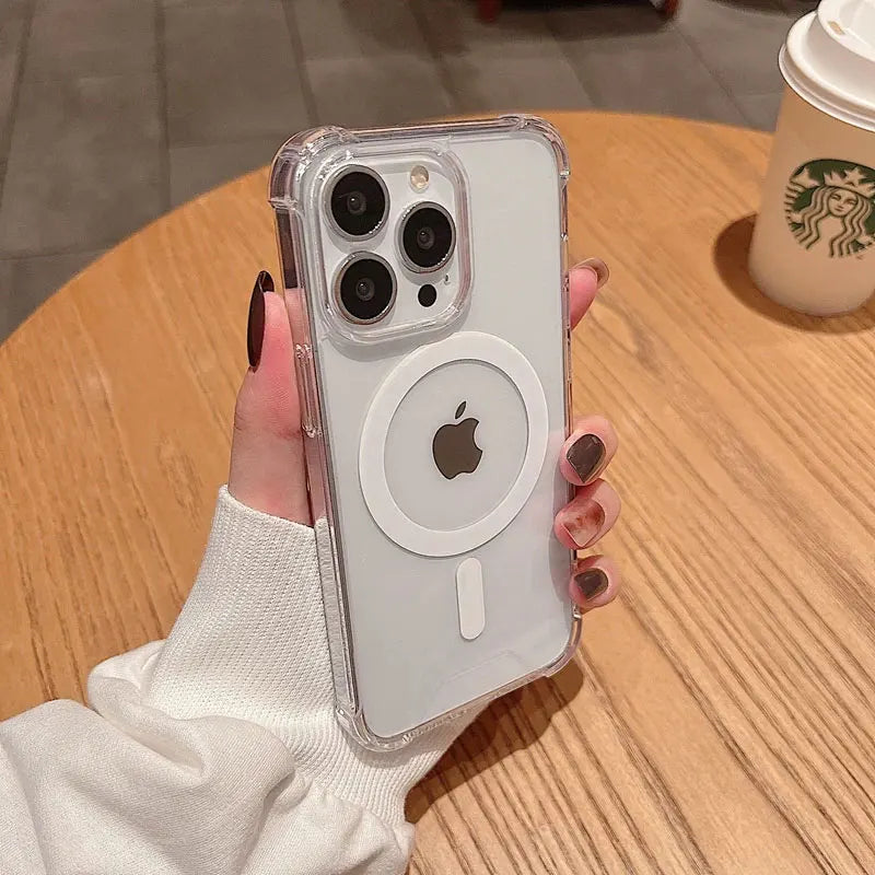 For iPhone 17 ProMax Transparent For Magsafe Magnetic Case for iPhone 17 16 15 14 13 12 11 X XR XS Max Pro Plus Shockproof Cover
