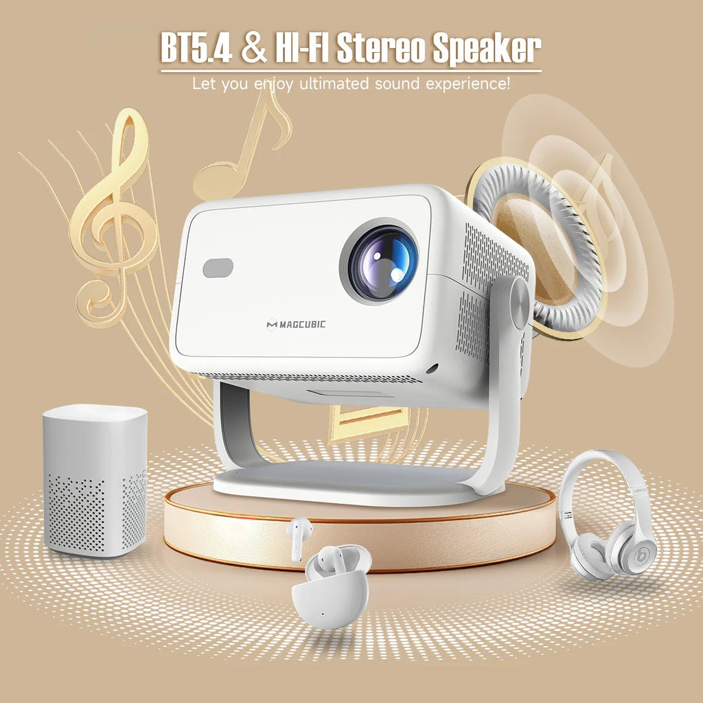 Magcubic 8K L018 Android14 Projector 650ANSI Native 1080P Auto Focus & Keystone BT5.4 WIFI6 Allwinner H726 Portable 360° Rotate