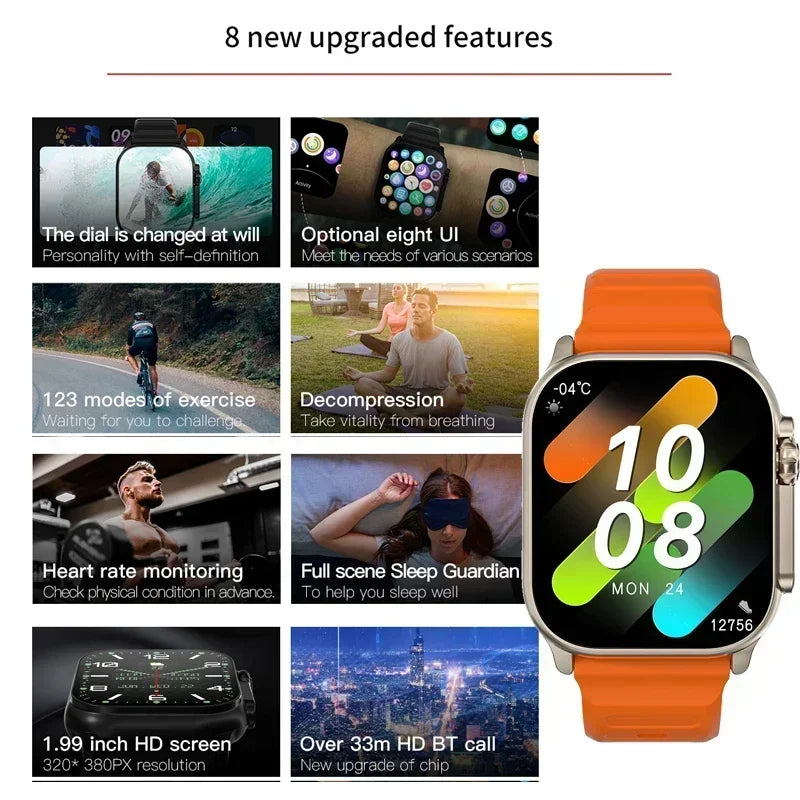 New Watch T900 U2 Smart Watch 49mm 2026 New NFC Men Women GPS Track Bluetooth Call BT Music Games Wireless Charging Smartwatch