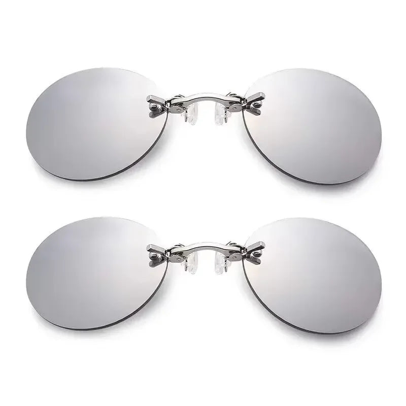 1-2PCS Clip On Nose Glasses Round Rimless Matrix Morpheus Sunglasses Mini Frameless Vintage Men Eyeglasses