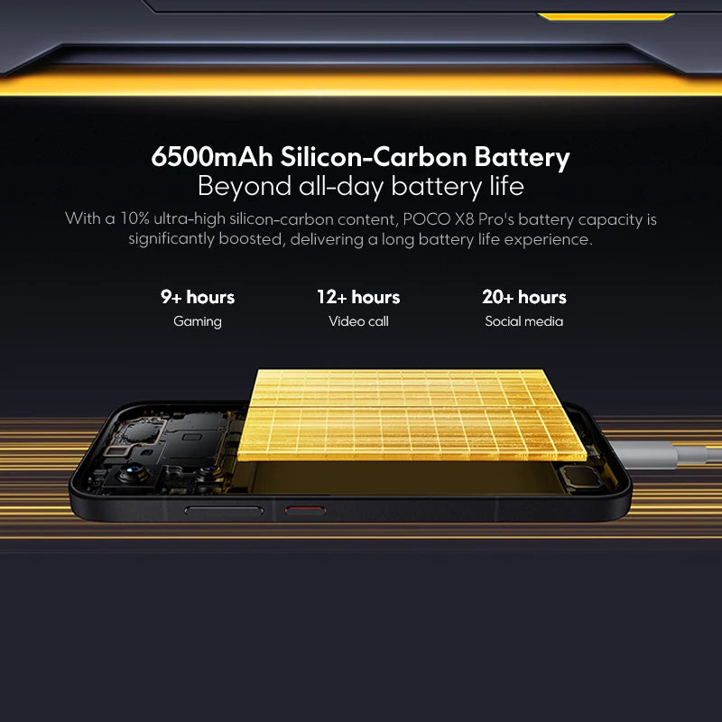 POCO X8 Pro Global Version battery 6.59" 1.5K Smartphone 120Hz AMOLED display 50MP  Version Dimensity 8500-Ultra 6500mAh