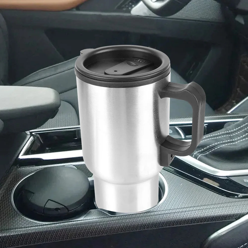 Vehicle Heating Cup Stainless Steel Electric Heating Car Kettle Water Coffee Milk Thermal Mug 12V 450ml Camping Travel Kettle