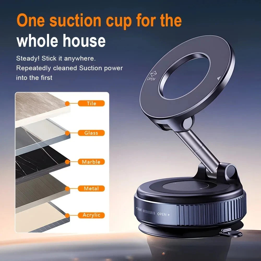 Car Multi-functional Phone Holder 360° Rotation Adjustable Vacuum Suction Cup Universal Magnetic Phone Bracket For Driving Use