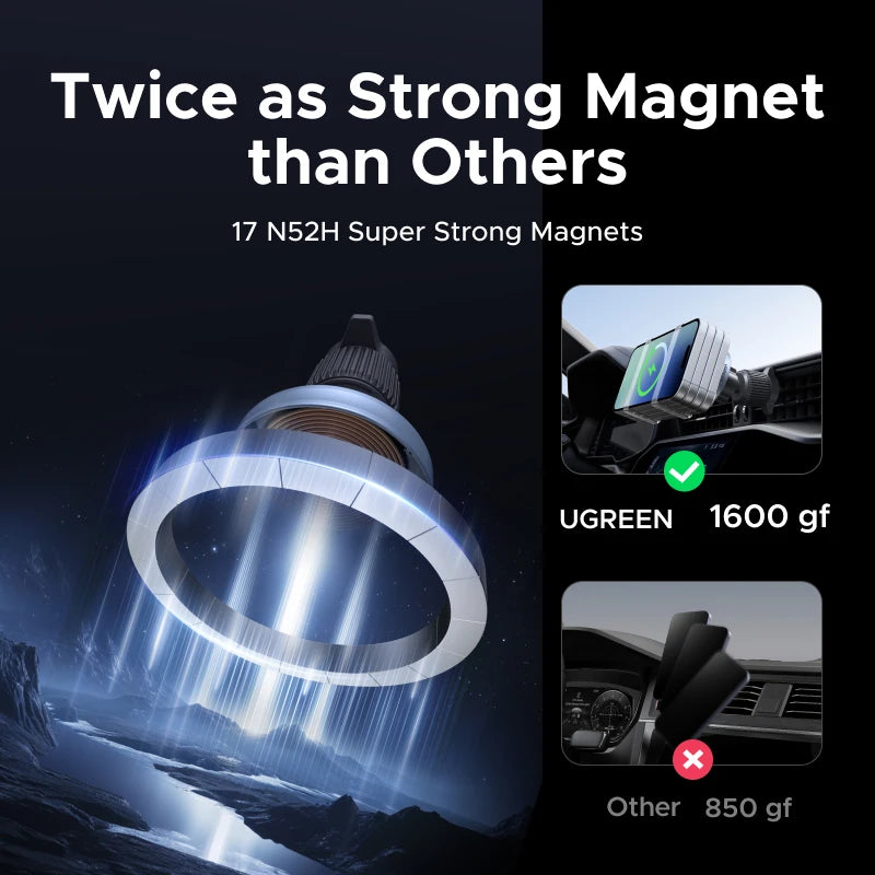 UGREEN Qi2 25W 15W Magnetic Car Phone Holder Wireless Charger Stand For iPhone 17 16 15 Pro Max Charging for Magsafe Car Charger